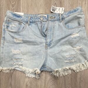 Forever 21 Blue Distressed Jean Shorts